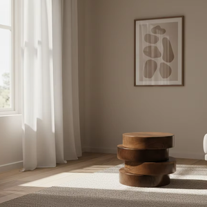 Tabouret en teck fait main Rae, style minimaliste contemporain avec finition naturelle écologique pour la décoration intérieure, les hôtels et les meubles de café - Product Image 5