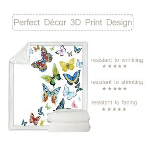 Butterfly Sherpa Throw Blanket for Home 60 X 80 Inch Reversible Fleece Blankets for Girls Hippie Style Bedding Fabric - Product Image 3
