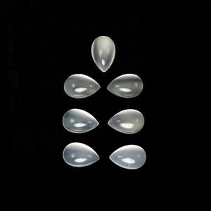 Piedra lunar blanca Natural de 5mm x 8mm, cabujón de pera plano, piedra preciosa suelta, joyería hecha a mano, piedra impresionante de Alibaba Gemstone - Product Image 1