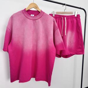 Conjunto de 2 Piezas de Verano de Alta Calidad 100% Algodón, Talla Grande, Personalizable con Logotipo, Camiseta y Pantalones Cortos Lisos para Hombre - Product Image 2