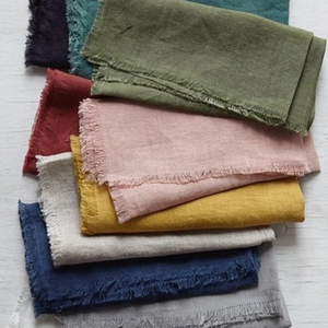 Customized Linen Sage Green Wedding Napkins Handmade Hemstitch Cocktail Table Cloth Logo OEM Supplier - Product Image 1