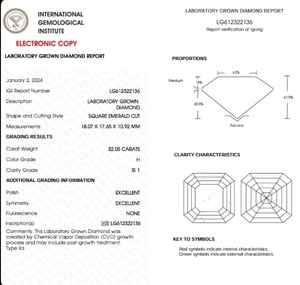 เครื่องประดับสำหรับผู้ชายผู้หญิงที่ใหญ่ที่สุดขนาด32.05กะรัตตัดจากหินสี่เหลี่ยมมรกตสำหรับปลูกเพชรเกรด H-SI1ได้รับการรับรองมาตรฐาน IGI - Product Image 2