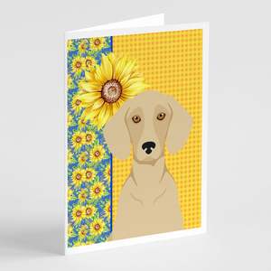 การ์ดอวยพรรูปสุนัขพันธุ์ดัชชุนด์ลายดอกทานตะวันและครีมการ์ด A7แปลกๆ8ใบขนาด5x7พร้อมซอง - Product Image 1