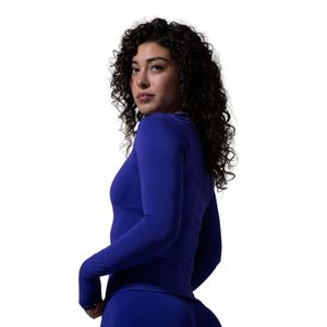 Camiseta de Compresión de Manga Larga Azul Rey para Mujer, para Gimnasio, Fitness, Yoga, Entrenamiento, Ropa Deportiva Transpirable - Product Image 2
