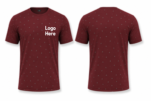 T-shirt à manches courtes pour homme, couleur bordeaux, avec motif à pois, logo imprimé sur le devant, coupe classique, décontracté, en polyester tricoté - Product Image 2