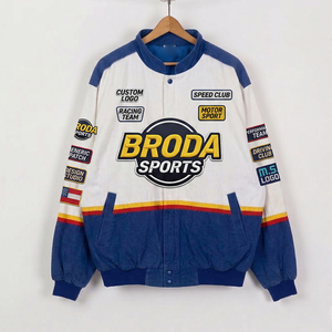 Custom Design Men Women Racing <b>Jacket</b> Moto Patchwork Embroidery Biker Style <b>NASCAR</b> Racing Series Streetwear Black Blue <b>Jacket</b> - Product Image 6