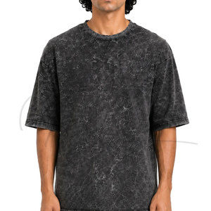 Men's Solid Acid Wash Crocheted Knitted O-Neck T-Shirts High Quality Casual Oversized Fit 100% Cotton Quick Dry Breathable - Product Image 4