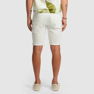 Pantalones Cortos Bermuda de Algodón Blancos para Hombre, Estilo Casual, Desgastados, con Botones, Cintura Media, Tejido de Algodón - Product Image 2
