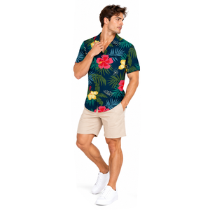 Chemise de vacances pour homme, imprimée sur mesure, en polyester léger, vêtement de voyage tendance à boutons - Product Image 4