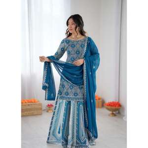 Conjunto de Lehenga de Diseñador, Elegante Atuendo Étnico para Mujer, Vestido Elegante para Invitadas de Boda, Perfecto para Fiestas y Eventos Tradicionales - Product Image 1