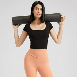 T-shirts pour femmes, hauts de yoga sans couture, vêtements de sport, t-shirts de fitness à manches courtes, hauts de yoga pour la gym, vente en gros - Product Image 1