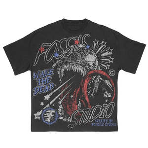 Camiseta Corta Oversize de Nuevo Diseño con Estampado Serigrafiado, Lavado Mineral, 100% Algodón de Alto Gramaje - Product Image 1