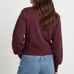 Sweat-shirt en molleton 100% coton de haute qualité avec fermeture à boutons, col rond, sur mesure, vêtements décontractés élégants pour femmes - Product Image 3