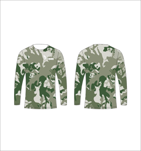 T-shirt à manches longues personnalisé vert forêt gris à motif, anti-humidité, haute performance, pour entraînement sportif et fitness - Product Image 1