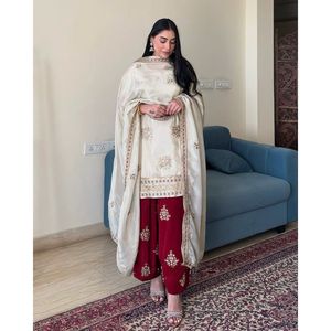 Conjunto de fiesta hermosa para mujer Top Plazzo Dupatta - Product Image 6