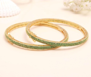 กำไลทองชุบ 22K ประดับเพชร CZ สไตล์อเมริกัน สำหรับเจ้าสาว งานแต่งงานแบบอินเดีย ของขวัญสำหรับผู้หญิง - Product Image 1