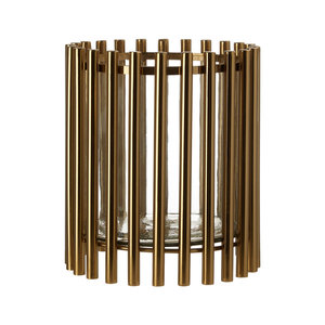 Élégant Porte-Bougie en Métal Doré et Verre, Centre de Table pour la Maison et l'Hôtel, Décoration de Mariage - Product Image 1