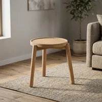Table basse ronde moderne en bois de manguier, design minimaliste, fabrication artisanale, légère, meubles de salon, base à trois pieds