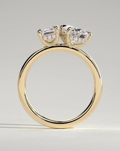 แหวนหมั้นเพชรแล็บโกรว์ Orinora Emerald and Pear Hidden Halo Toi et Moi พร้อมใบรับรอง IGI - Product Image 5