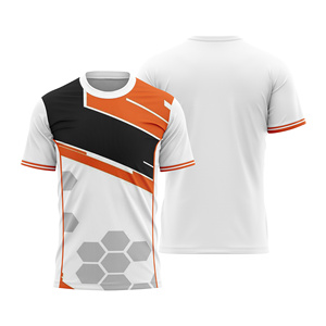 Custom Sublimated Unisex Adult <b>Soccer</b> Jersey Crew Neck Short Sleeve Lightweight 100% Polyester Color Blocked Red White Front - Product Image 1
