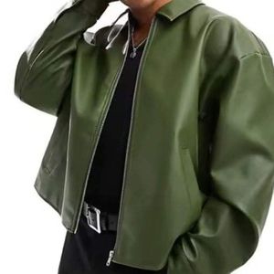 Blouson Boxy de Luxe pour Homme en Cuir et Toile, Coupe Oversize, Personnalisable, Imperméable, Coupe-Vent, Respirant, Col Montant, Logo Frontal, Style Urbain - Product Image 1