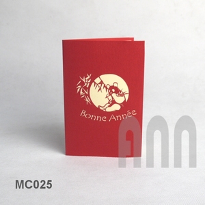 Cartes de vœux personnalisées en papier panda de Noël de style ange japonais découpées au laser en 3D avec impression offset en relief fabriquées au Vietnam - Product Image 2