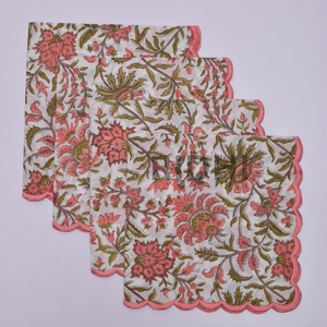 Serviettes de table en coton brodé à motifs floraux imprimés à la main Ridhi Wholesale, réutilisables pour mariages, hôtels, restaurants, vente en gros - Product Image 2