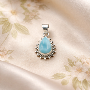 Natural Blue Larimar Teardrop Pendant 925 Sterling <b>Silver</b> Handmade Jewelry Rose Gold & Yellow Gold Plated Gift for Women Unisex - Product Image 1