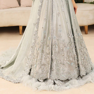 Vestido de Novia Bordado Largo hasta el Suelo al por Mayor para Mujer, Estilo Indio Pakistaní, Patrón Sólido, para Ocasiones Formales, Boutique de Bodas - Product Image 6