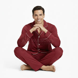 Ensemble de vêtements de nuit en soie de qualité supérieure pour hommes, nouveau design, tissu léger et lisse, pyjama pour toutes les saisons - Product Image 5