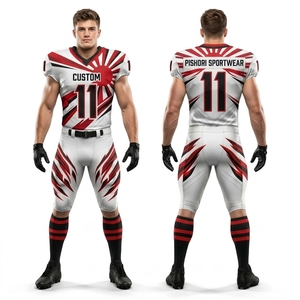 Uniforme de Fútbol Americano Personalizado en Rojo Marino, Jersey y Pantalones de Poliéster Estampados con Gráficos de Bandera Diagonal - Product Image 3
