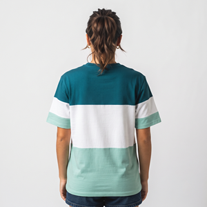 Camiseta de Algodón de Punto Tricolor con Cuello Redondo y Logotipo Personalizado para Mujer, Corte Regular, Ropa Casual de Verano - Product Image 6