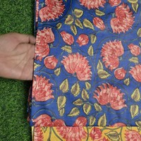 Tela de Punto de Algodón Floral, Estampado de Flores Amarillas, Azules y Rojas, Suave y Ligera, 43 Pulgadas de Ancho, Transpirable, Ecológica, de Alta Calidad