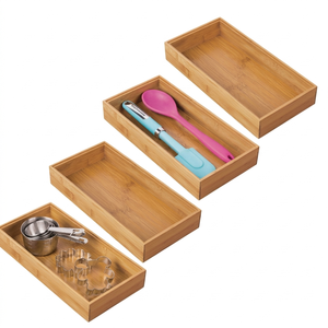 Large Capacity Bamboo <b>Drawer</b> Organizer Kitchen <b>Storage</b> Tray for Utensils Cutlery Gadgets and Household Items - Product Image 3