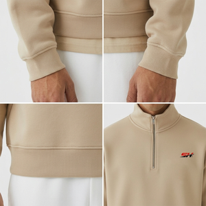 Sudadera con Cierre de Cremallera de un Cuarto para Hombre, Cuello Alto, Felpa, Mezcla de Algodón, Transpirable, de Secado Rápido - Product Image 6