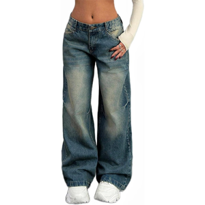 Jeans larges pour femmes, taille basse, extensibles, coupe ample, style boyfriend, vente en gros - Product Image 1