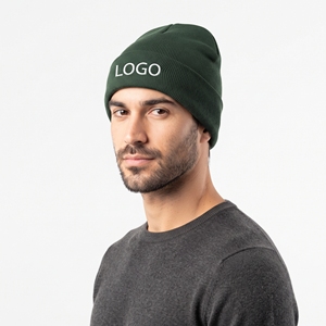 Ensemble bonnet et écharpe d'hiver unisexe personnalisé en tricot vert avec logo brodé, en acrylique doux, chaud, coupe-vent, pour le ski et les activités de plein air - Product Image 3