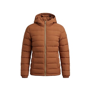Hooded Quilted Waterproof <b>Bubble</b> Jacket Black Full Sleeve Winter Windproof Cotton Shell Knitted Fabric Polyester Filling Stand - Product Image 1