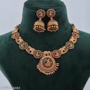 NOUVEAUTÉ : Parure de bijoux LAXMI traditionnelle chrétienne plaquée or rose de luxe, collier ras-du-cou et boucles d'oreilles pour femme - Product Image 1
