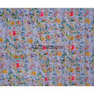 Manta Vintage Acolchada a Mano de Algodón Orgánico Ecológico con Estampado Floral de Estilo Indio para Mayoristas, Colcha Kantha Hecha a Mano para el Hogar - Product Image 2