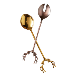 Juego de 2 Servidores de Ensalada de Acero Inoxidable con Diseño de Hoja de Palma, Bañados en Oro, Acabado de Latón Moderno y Lujoso, Venta al Por Mayor de Fábrica - Product Image 6