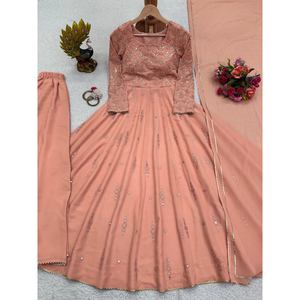 เสื้อผ้าจอร์เจียเจ็ตลำดับด้ายเสื้อทำงานกับลูกพีช dupatta - Product Image 6