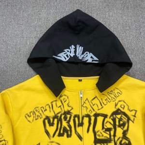 Sudadera con capucha y cremallera de algodón grueso lavado a la piedra, personalizada OEM para hombre, con estampado de logotipo DTG y acabado vintage con efecto degradado multicolor - Product Image 3