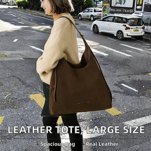 Sac fourre-tout à bandoulière en cuir véritable grande capacité pour femme 2026 avec doublure en coton pour la mode printemps automne hiver 05 - Product Image 2