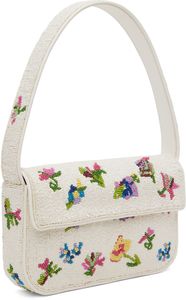 Sac à bandoulière artisanal en perles de rocaille blanc cassé motif jardin potager, collection Direct Factory Harvest - Product Image 5