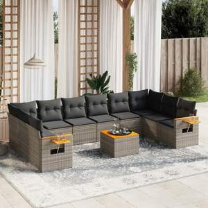 Conjunto de Sofás Modulares Grandes de Ratán PE Gris para Jardín, Colección Premium de Muebles para Exteriores - Product Image 1