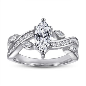 Romantic Marquise Cut Diamond Engagement <b>Ring</b> 925 Silver Rhodium Plated Pave Setting Women's <b>Fine</b> Jewelry - Product Image 5