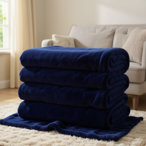 Couverture Raschel de luxe 2 KG bleu marine, douce et chaude pour l'hiver, idéale pour la maison ou l'hôtel, en polyester - Product Image 2