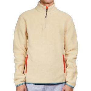 Sudadera de cuello alto con media cremallera de lana polar personalizada de alta calidad, sudaderas con capucha y sudaderas informales ajustadas de línea larga de hip hop para hombres - Product Image 6