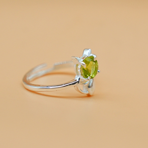 Natural Peridot Cat <b>Ring</b> 925 Sterling Silver Handmade <b>Ring</b> <b>Adjustable</b> Fine Engagement Jewelry - Product Image 4